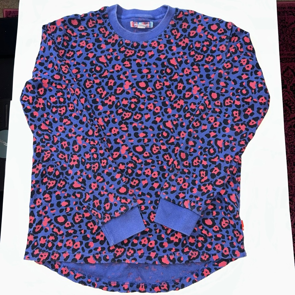 Urban Outfitters Blue and Pink Leopard Print Sweater